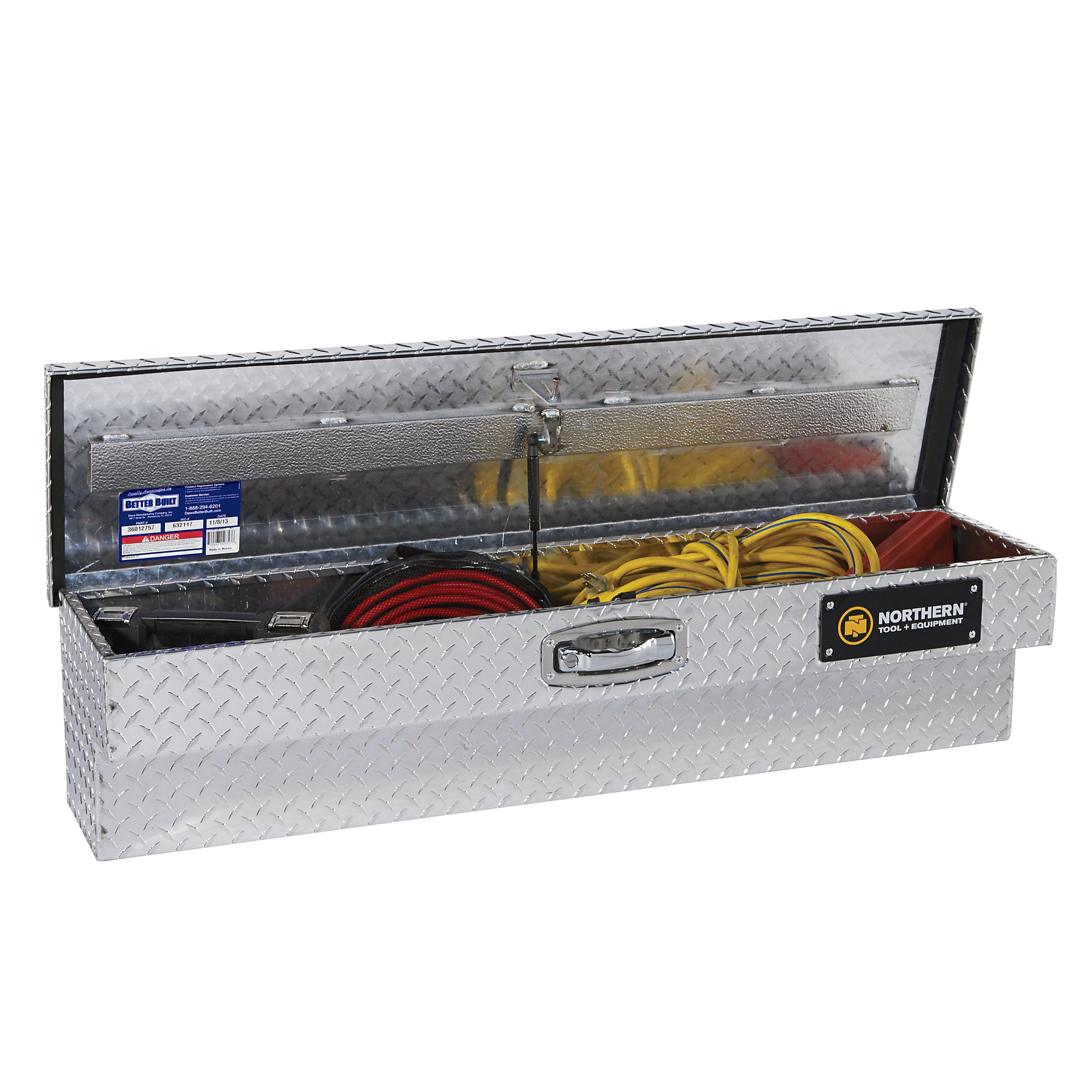 Northern Tool + Equipment Side-Mount Truck Toolbox, 48in. x 11.5in. x 11in., Aluminum, Diamond Plate, Pull Handle Latch